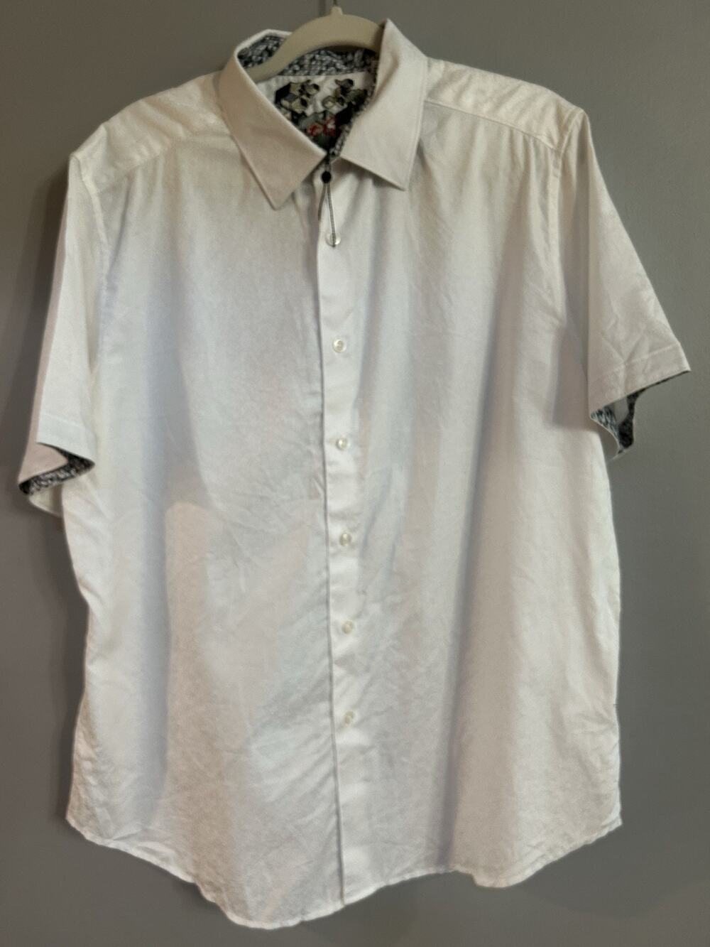 Robert Graham Ash Grove Shirt XL NWT White Button Down Geometric Trim Luxury